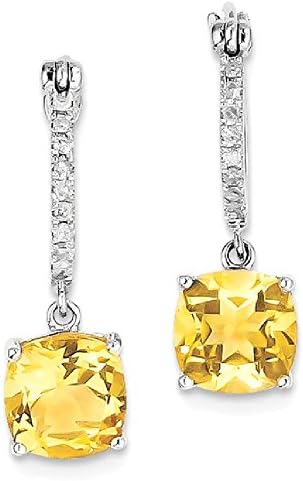 IceCarats 14k White Gold Diamond Yellow Citrine Drop Dangle Chandelier Hinged Hoop Earrings Ear Hoops Set For Women