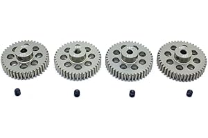KingVal Replacement 4PCS 48DP Hole Diameter 3.175mm 42T 43T 44T 45T Aluminum Pinion Motor Gear Compatible with 1/10 RC Car Brushed Brushless Motor