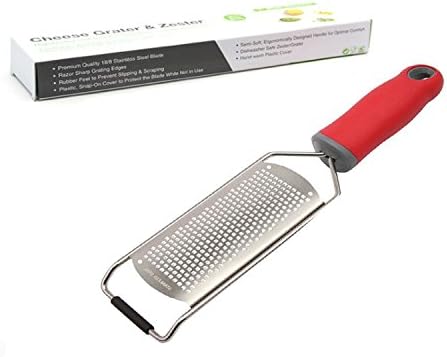 Cheese Grater, Stainless Steel Soft Grip Handle, Large Grating Surface, Blade Protector, Square Coarse Grater &amp; Shredder with Non-Slip Aluminum Handle for Cheese Fruit Vegetable Root Nuts
