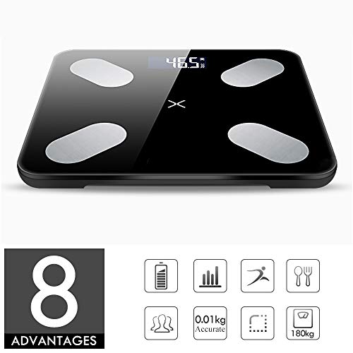 Apelila Smart BMI Scale Bluetooth Body Fat Scale,Wireless Weight Scale, Body Composition Analyzer with Smartphone App,Black - Thumbnail 3