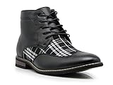 Titan04 Men's Spectator Tweed Plaid Two Tone Chukka Ankle Wingtips Oxfords Dress Boots Perforated Lace Up Dress Shoes (10 D(M) US, Black)