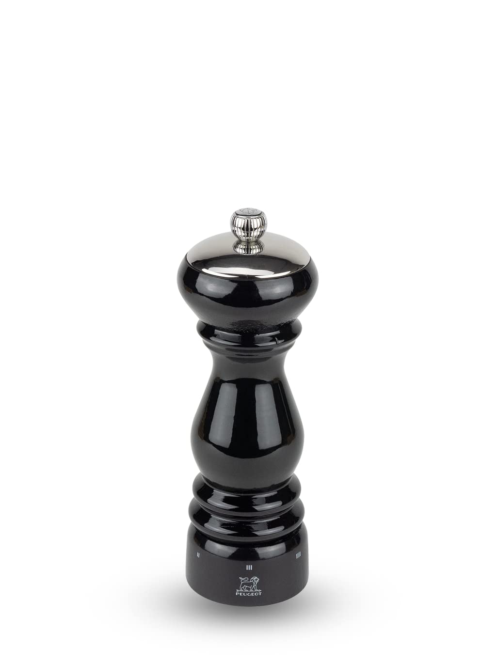 Peugeot - Paris Icone Manual Pepper Mill - Adjustable Grinder - Beechwood, Gloss Black, 18 cm