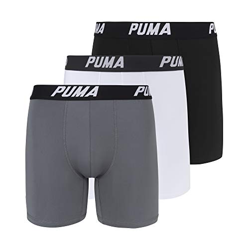 PUMA Men's 3 Pack Performance Boxer Brief, Grey/Black, Extra Large Pricepulse