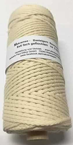 Pferdeseile_DE Macramé Yarn Macrame Cotton Yarn Craft Yarn Natural 150 Metres 2 mm
