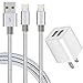 Boost Chargers, 2.1A Power Adapter 2-Port Wall Charger with 2-Pack USB Data Charge Cable Cords Compatible with iPhone X/8 Plus/7 Plus/6S/6 Plus/6S Plus/5/5S/5C/XS/XR/XS Max/iPad/iPo Case