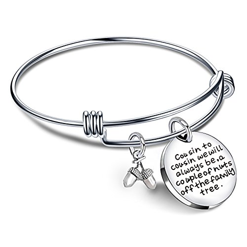 Pulseras lauhonmin Cousin para mujeres, hombres, niños, niñas, primo a primo, siempre será un par de nueces del árbol genealógico