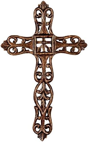 Hand Carved Pierced Wood Wall Cross 24