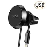 Ulwae Car Phone Holder Magnetic, Easy USB Cable Sorting, Clip Air Vent Car Phone Mount Holder with 360 Viewing Angles