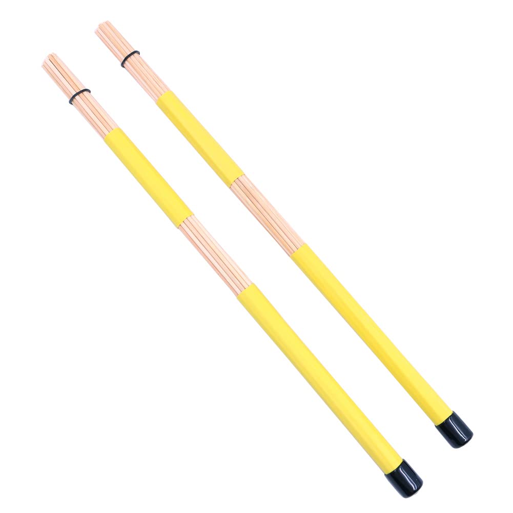 Alnicov Jazz Drum Sticks,1 Pair Bamboo Drumsticks,Portable Solid Construction Drum Mallet for Jazz Folk Music(Yellow)