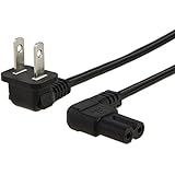 CableCreation 10 Feet 18 AWG Angled 2-Slot Non-Polarized Angle Power Cord (IEC320 C7 To Nema 1-15P), 3M / Black