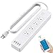 WiFi Smart Power Strip Surge Protector Extension with 4 Individual Control Smart Plugs and 4 USB Ports and 5.9ft Long Extension Cord, Smart Life APP Work with Alexa & Google Assistant