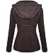 Newbestyle Womens Hooded Faux Leather Moto Biker Short Jacket Quilted Zip Up Coats S-2XL