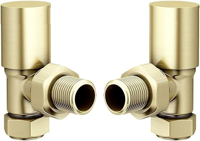 Brushed Brass Angled Radiator Valve Pair | High Quality Heating Control