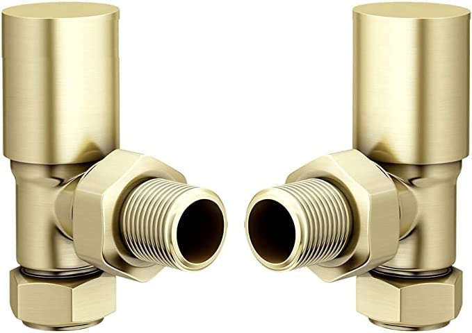 Brushed Brass Angled Radiator Valve Pair