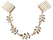 yueton 2pcs Fashion Ladies Athena Olive Branch Tassel Leaf Chain Clips Barrettes Bobby Pin Hair Clips Bride Headwear Edge Clip Clamps Cuff Boho Headbands (Tassel Leaf)