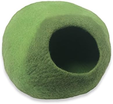 Walking Palm Felted Wool Cat Cave Bed (Lime and Green)