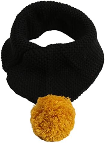 WEMORE Girls And Boys Winter Wool Scarves Fashion Warm Knit Collar With Hairball Black
