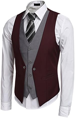 Mens Slim Fit Business Suit Dress Vest Layered Fashion Party Wedding Vest