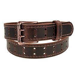 Men’s Classic Leather Belt, Double Prong Retro