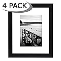 Americanflat 4 Pack - 8x10 Black Picture Frames - Display Pictures 5x7 with Mats - Display Pictures 8x10 Without Mats