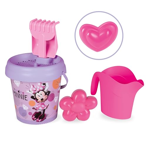 - Cubo de Playa Minnie - Incluye Cubo, Pala, rastrillo, tamiz, regadera y Molde - Material Reciclado - para niños a Partir de 18 Meses - (7600862197)