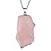 Top Plaza Natural Irregular Shape Gemstone Rose Quartz Healing Crystal Stone Pendant Necklace(Silver Case)