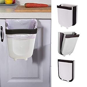 Meyocky Kitchen Hanging Trash Can,Small Collapsible Garbage Bin for Cabinet Car Bedroom Bathroom, 2.4 Gallon Portable…