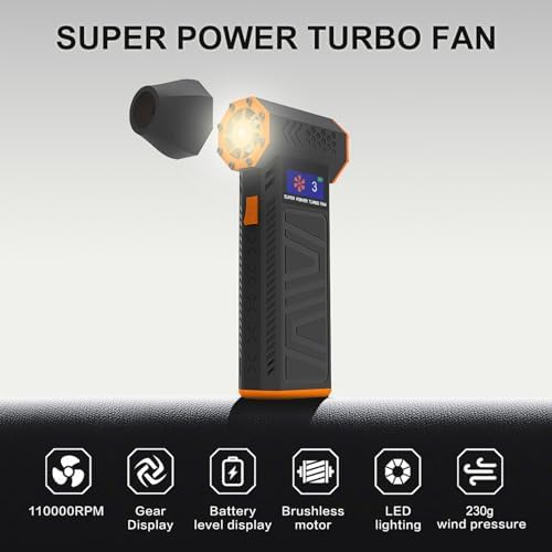 Dispositivo antipolvere ad aria compressa, 110.000 giri/min, LCD, indicatore di velocità e potenza del vento, ricarica rapida 30 W per la pulizia di tastiere del computer, computer portatili,
