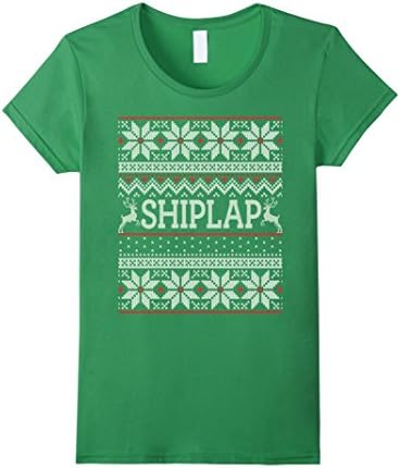 Women's Shiplap Christmas Sweater - Ugly Sweater Tshirt XL Grass