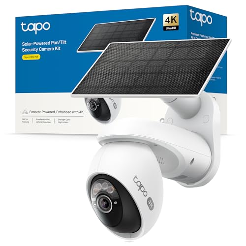 C660 Kit - Cámara Vigilancia WiFi Exterior 360º, Panel Solar, 4K 8MP