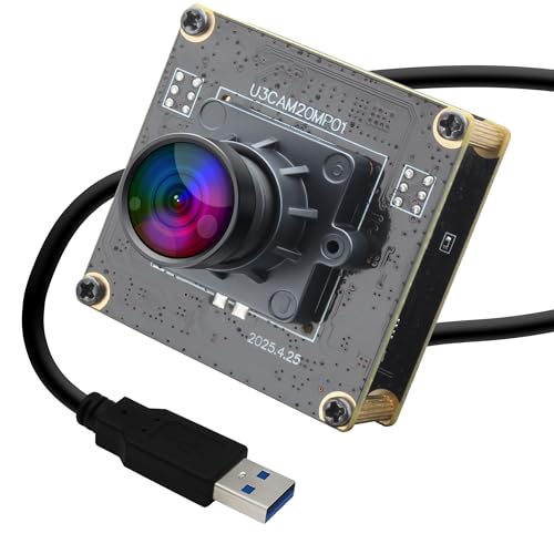ELP 20MP USB-Kamera 4K 30fps USB 3.0 Typ-C Webcam, 3840P hochauflösende Kamera mit 95° Weitwinkelobjektiv Ohne Verzerrung, Plug & Play für Windows, Linux, PC,Jetson Nano,Industrielle Bildverarbeitung