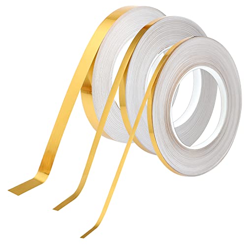 SAVITA 3 Rolls SelfAdhesive Metallic Tapes, 0.5/1/1.5cm Polyester Film