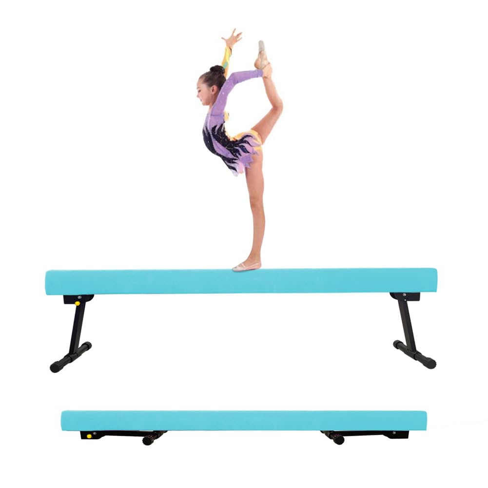 Photo 1 of GBVUGY Adjustable&Foldable Gymnastics Balance Beam,8FT High-Low Level Floor Gymnastic Beam,No Tool Require, Gym Equipment for for Kids Children Girls Home Training