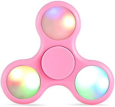 KiKiBest LED Lights Fidget Spinner Pink Hand Spinner Toys for ADHD/ EDC Anxiety Autism Stress Relief Toy-Pink color