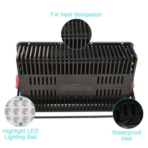 CREATESTAR Outdoor LED Spotlight 40000LM, 400W Outdoor LED Spotlights 6500K Cool White Light, IP66 Waterproof Outdoor Spotlight for Warehouse, Garden, Garage, Sports Field, Backyard, Parking