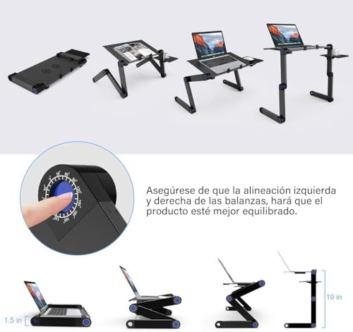 SEXYBIRDS Mesa Ventilador Base Enfriadora para Laptop,Bastidor de Enfriamiento para Computadora Portátil, Soporte de Aluminio Ajustable, Adecuado para Sofás, Camas,etc, Diseño Ergonómico