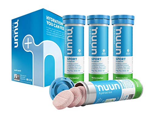 Nuun Sport: Electrolyte-Rich Sports Drink Tablets, Watermelon, Box of 4 Tubes (40 servings), Sports Drink for Replenishment of Essential Electrolytes Lost Through Sweat