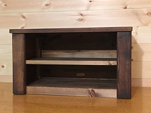 HANDMADE SOILD WOODEN PINE FLAT SCREEN TV UNIT STAND TABLE (75x36x46cm, walnut)