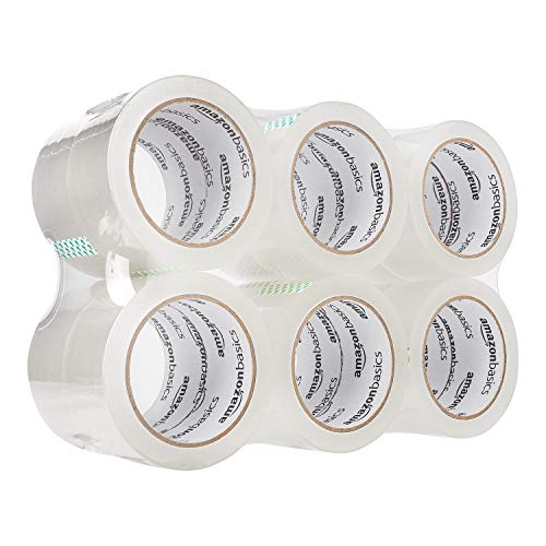 Amazon Basics Lot de 12 Rubans d’emballage pour expédition, déménagement et rangement, Translucide, 4,7 x 49,9 cm
