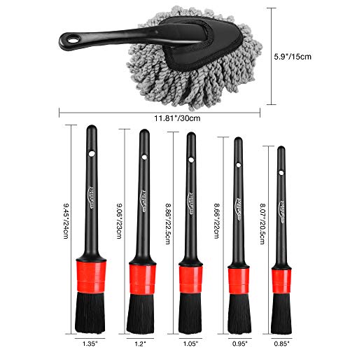 Manfiter Detailing Brush Set, Car Duster, Auto Detail Brush Set with Car Dash Duster Brush for Car Motorcycle Automotive Cleaning Wheels, Dashboard, Interior, Exterior, Leather, Air Vents - Thumbnail 6