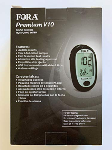 FORA Premium V10 Talking Blood Glucose Meter (English, Español) - Thumbnail 2