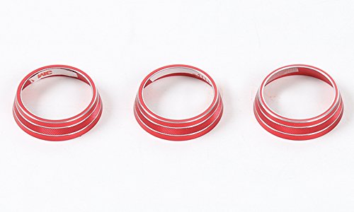 KUJOOY3pcs/Set Aluminum Alloy Car Inner Side Air Conditioner Switch Knob Ring Cover Trim for Jeep Compass 2017-2020 (Red)