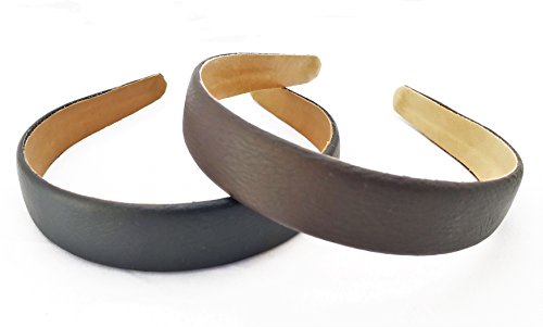 Wardani, 1" wide soft Leather headband handmade & crafted in USA (BROWN)