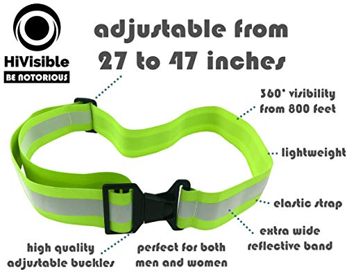 HiVisible Reflective Belt with 2 Reflective Bands (Green Belt + 2 Bands)