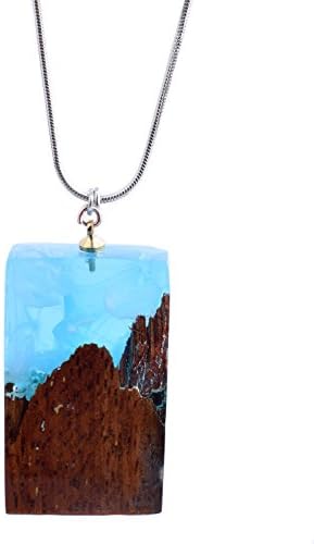 Qiaose Handmade Wood Resin Pendant Necklace Magic Forest Worlds Inside Necklace Jewelry For Womens