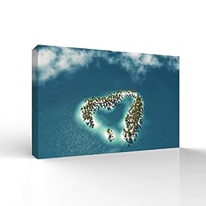for Living Room Bedroom Home Artwork Paintings Heart Shaped Island