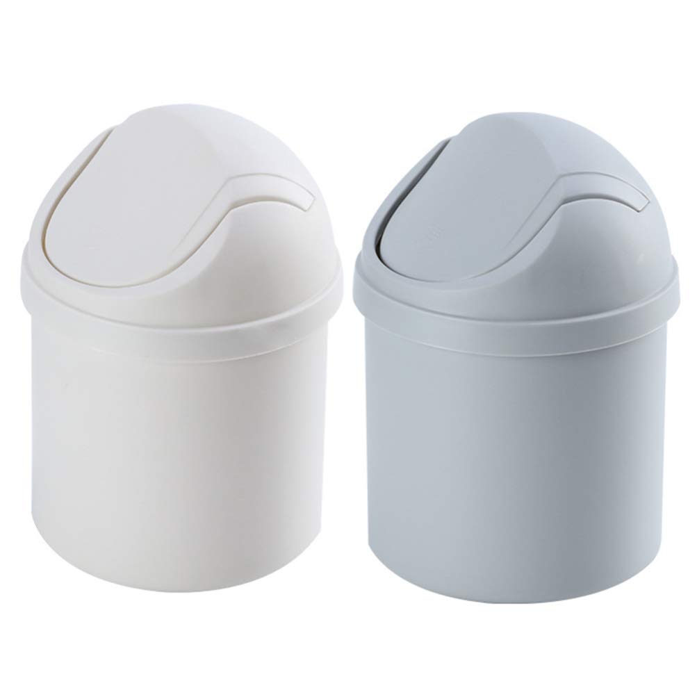 BESPORTBLE 2pcs Desktop Mini Trash Can Tabletop Wastebasket Swing Lid for Bedroom Desk Use Small Plastic Material Random Color