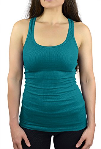 Belle Donne - Junior's Tank Top Skinny Racerback Rib Tanktop Regular Plus Size - Jade/Small