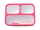 Lunch Box Bento Box - Fashion Rectangle Grid Lea-proof Food Container for Adults & Kids - 1000 ml 3 or 4 Compartments with a Spoon - BPA-free Microwave-safe Boxes (Red)