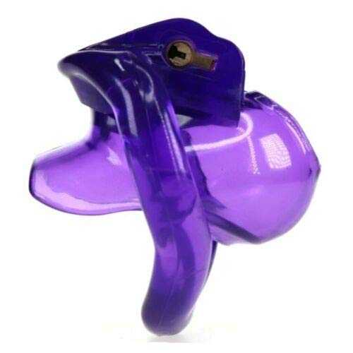 Bondage Masters Nano Chastity Device, Micro Cage, Hidden Lock with 4 Size Back Rings Included, Purple